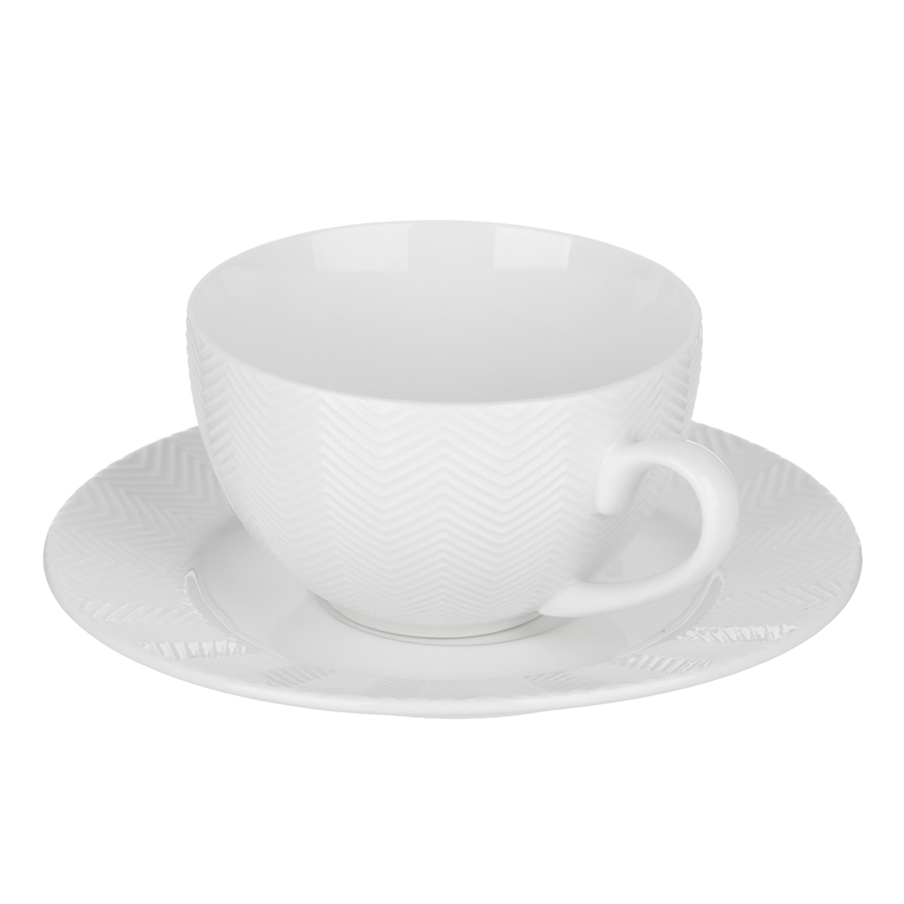 Набор чайный 4 пр., 230мл, MILLIMI, белый рельеф, фарфор - #3