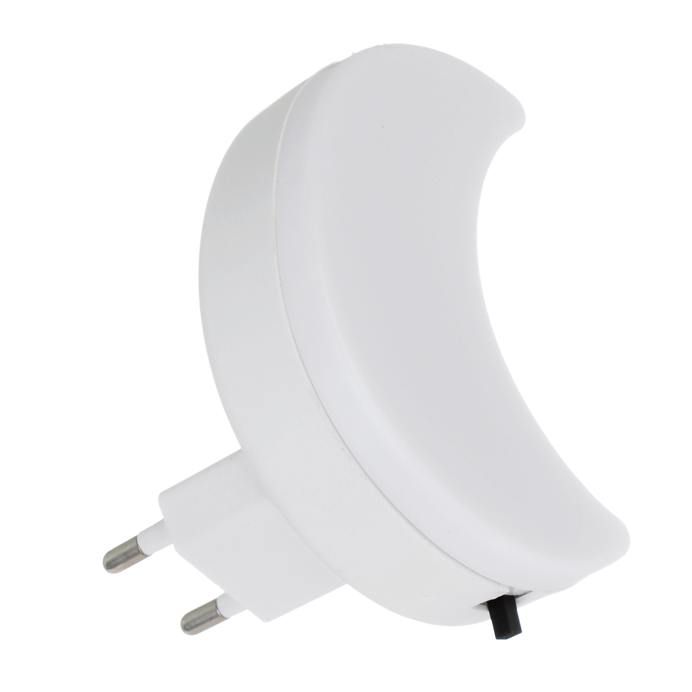 BY Светильник-ночник в розетку Месяц светодиодный, 1Вт, 9см, 230В, пластик, белый - #3