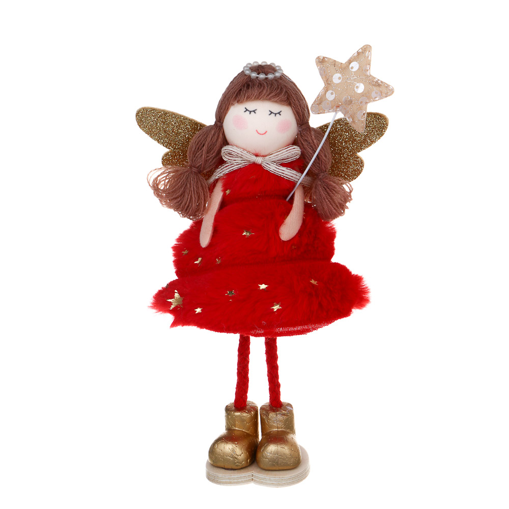 СНОУ БУМ Сувенир Ангел 21 см, полиэстер, красный, 3 вида - #2