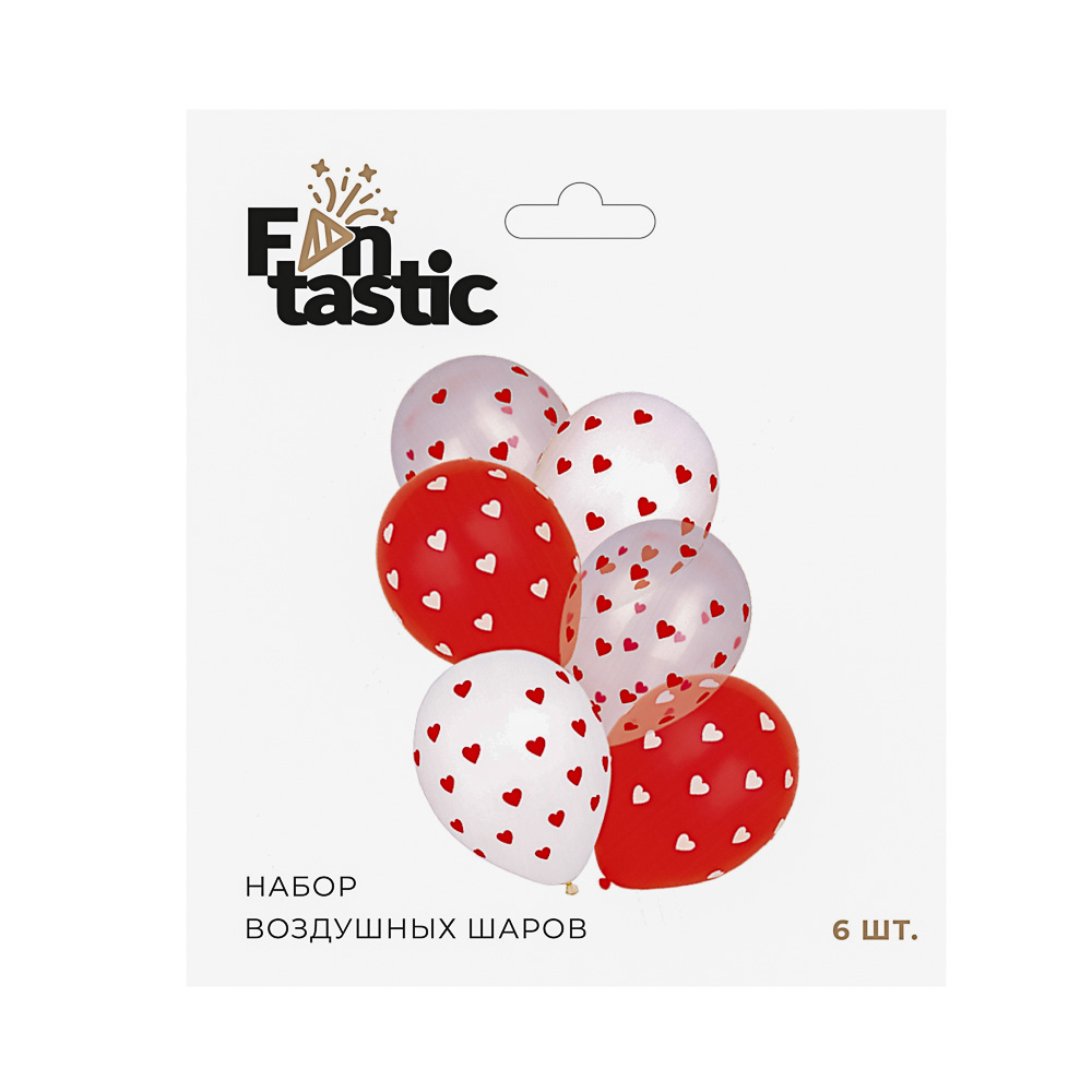 Набор воздушных шаров тм Fntastic 6 шт, 12" с сердечками - #4
