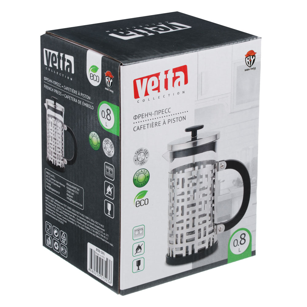 VETTA Делайн Френч-пресс 800мл, жаропрочное стекло, нерж.сталь - #3