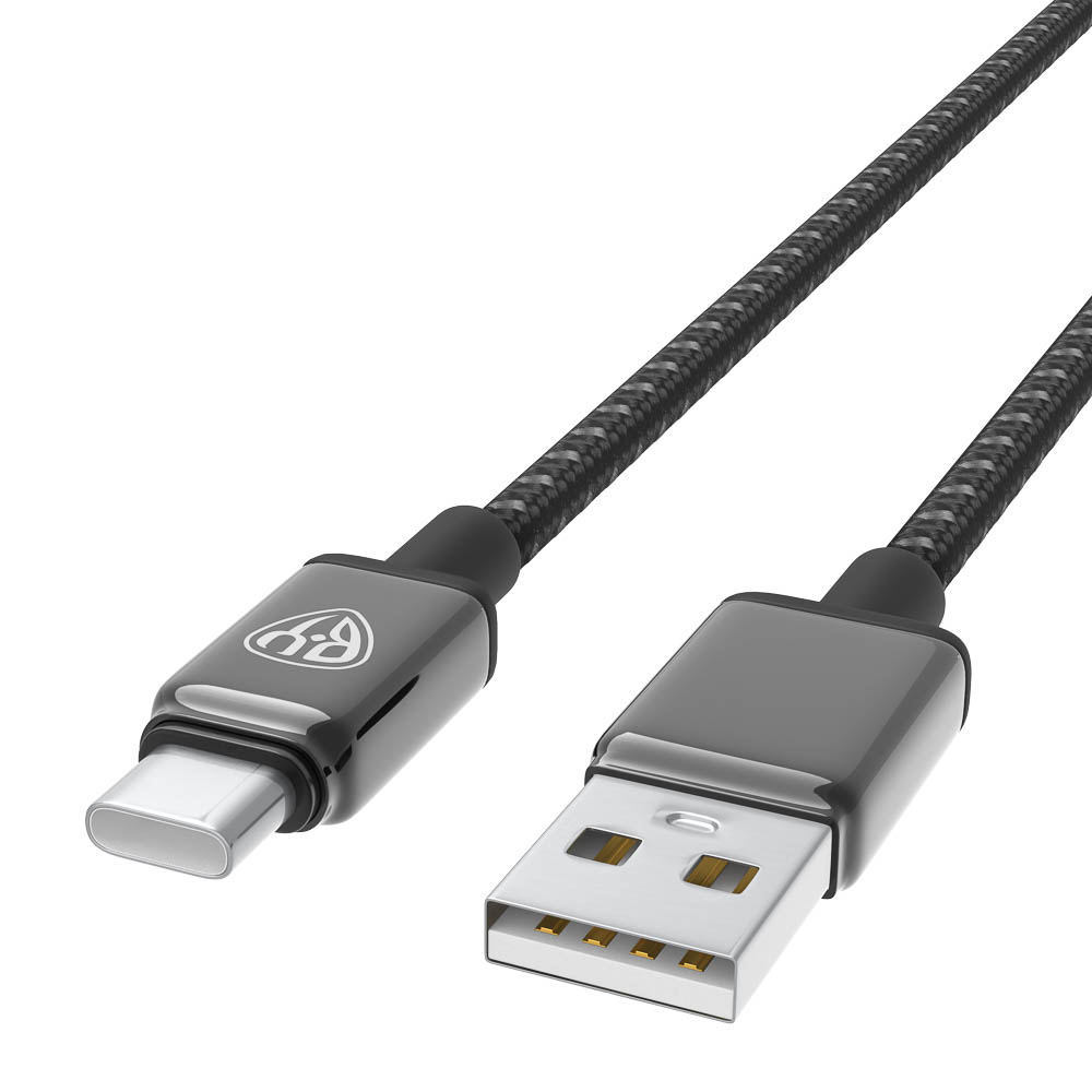Кабель для зарядки USB(A)-Type C BY ZINC, 36Вт, 1 м, 3A, нейлон, цинк. кон.,чёрный - #4