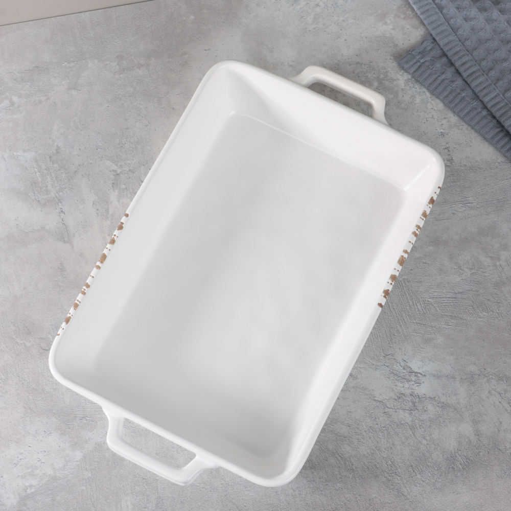 MILLIMI Форма для запекания и сервировки прямоугол.с ручками, керамика, 31х19х5,5см, 1,4л, белая - #13