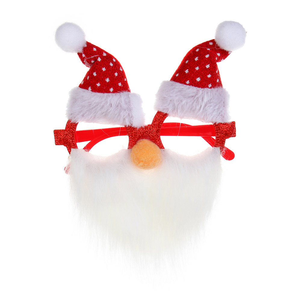 СНОУ БУМ Очки новогодние "Дед Мороз", 13см, полиэстер, пластик, 3 дизайна - #2