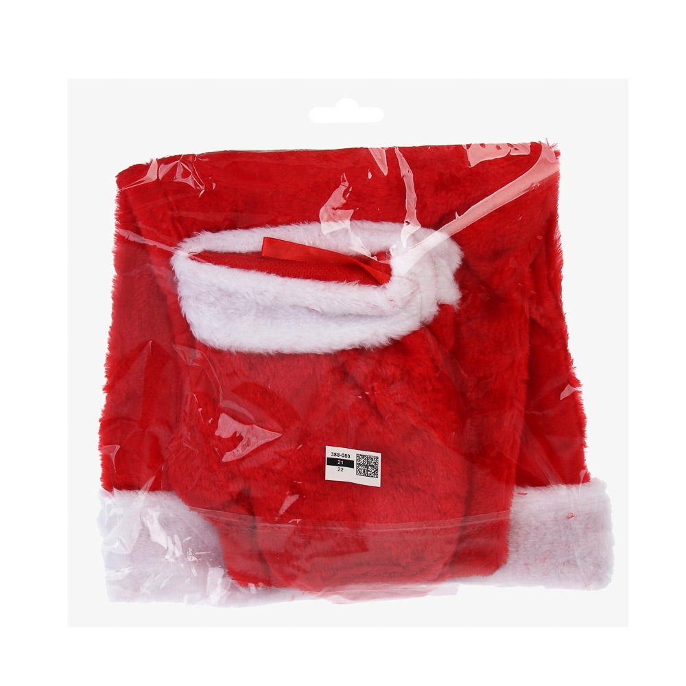 СНОУ БУМ Набор новогодний длинный колпак 28x99см + варежки 11x20см, полиэстер, красный - #7