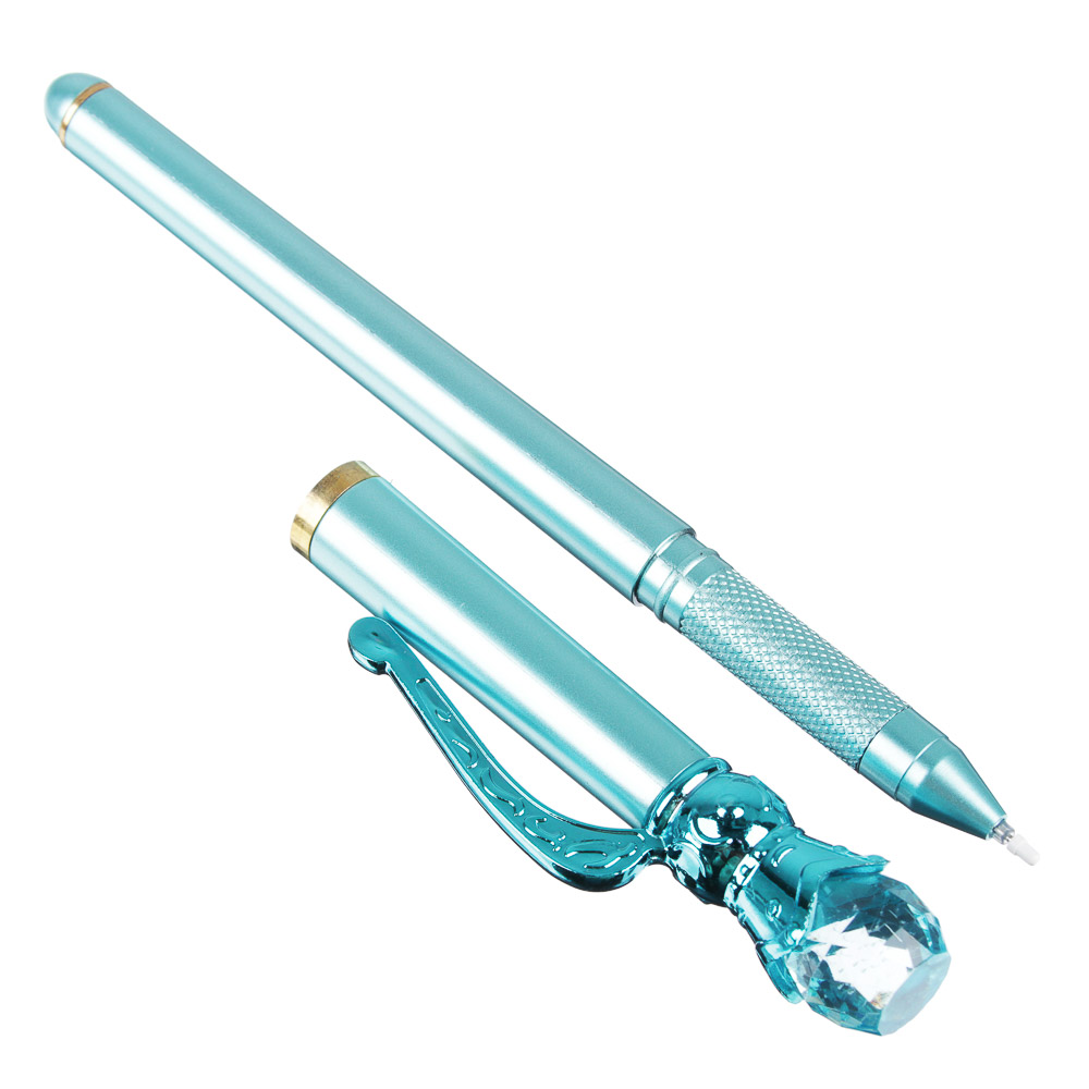 Ручка гелевая синяя, с колпачком в форме бриллианта, 18см, пластик, 4 цвета корпуса, в ПВХ пакете - #3