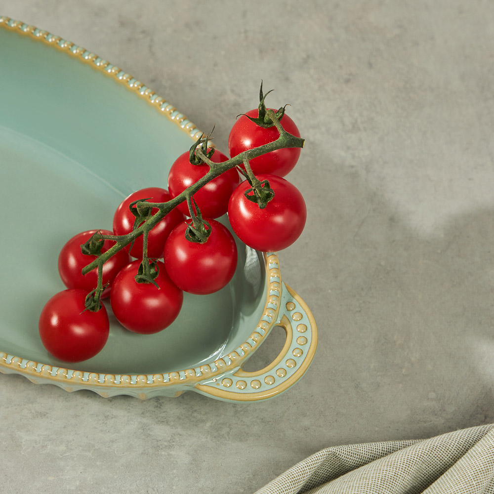 BY COLLECTION Форма для запекания и сервировки овал.с ручками, керамика, 33х16х5,5см, зел. - #14