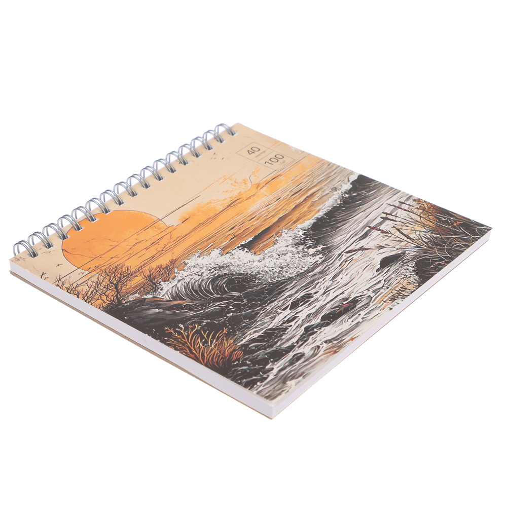 Скетчбук (альбом) 14,5х14,5см, 40л. обл.картон, блок 100г/м2, спираль, тв. подложка, 4 диз. - #8