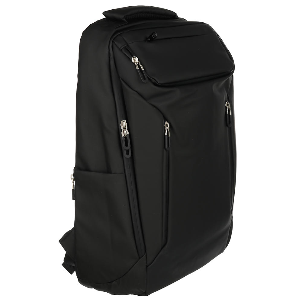 Рюкзак подростковый премиум, 46x29x12см, 2отд, 6 карм, эргон.спинка, прорезиненный ПЭ, USB, черный - #2