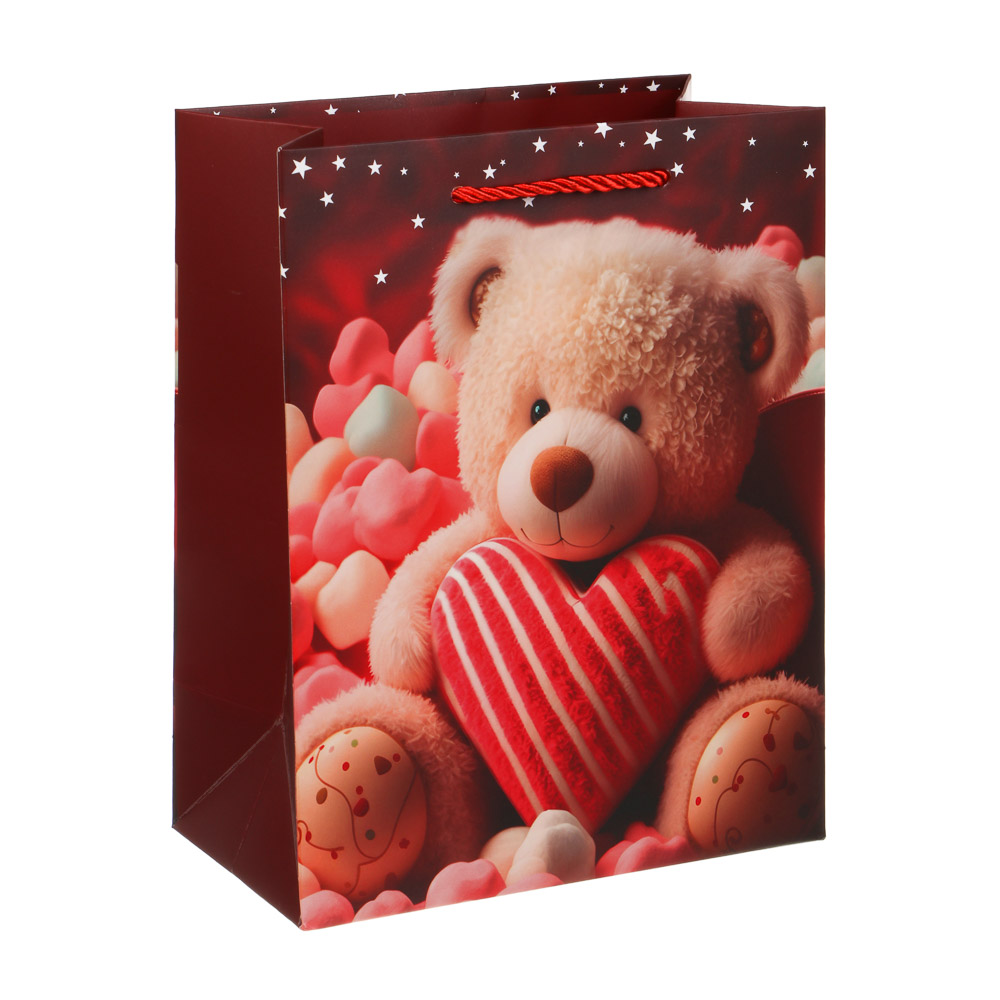 Пакет подарочный бумажный тм LADECOR M 18x23x10 см, "Сердце" арт 3, 4 дизайна - #2