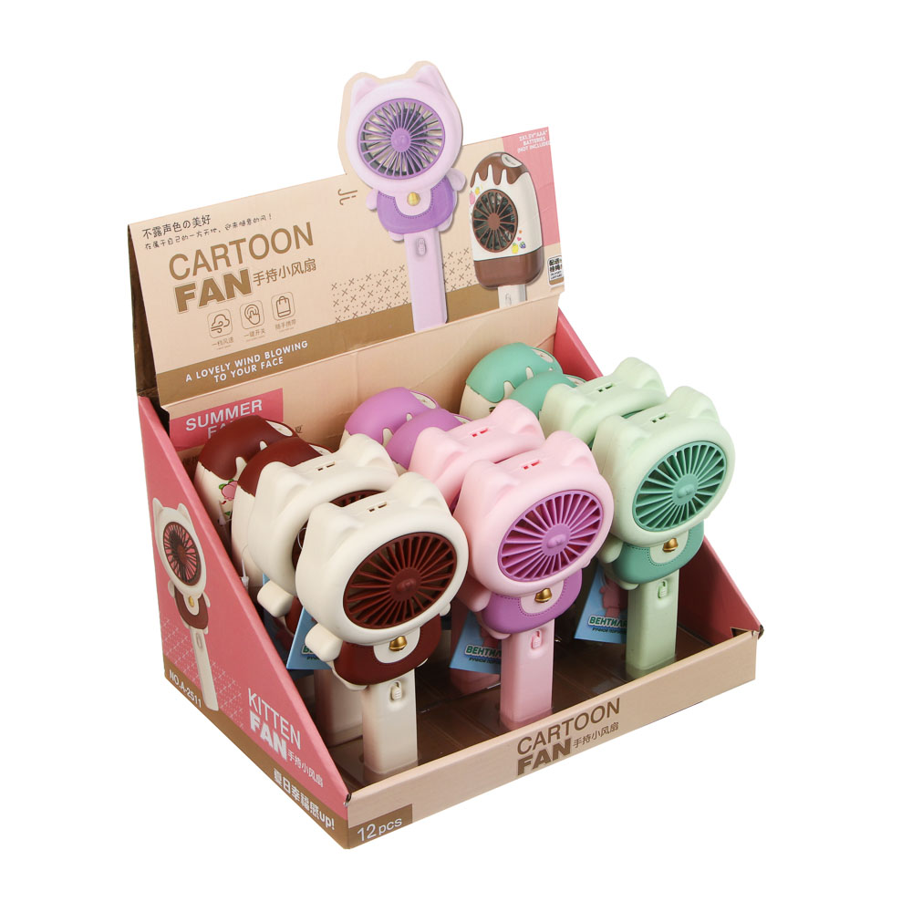 Вентилятор ручной портативный, 1 скорость, 1,5V, 2хАА/ААА, PP, 9х5,5х18 см, тм ИГРОЛЕНД - #3