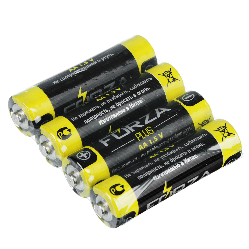 Батарейки солевые, 4 шт, тип AA (R6), плёнка, FORZA "Super heavy duty" - #3