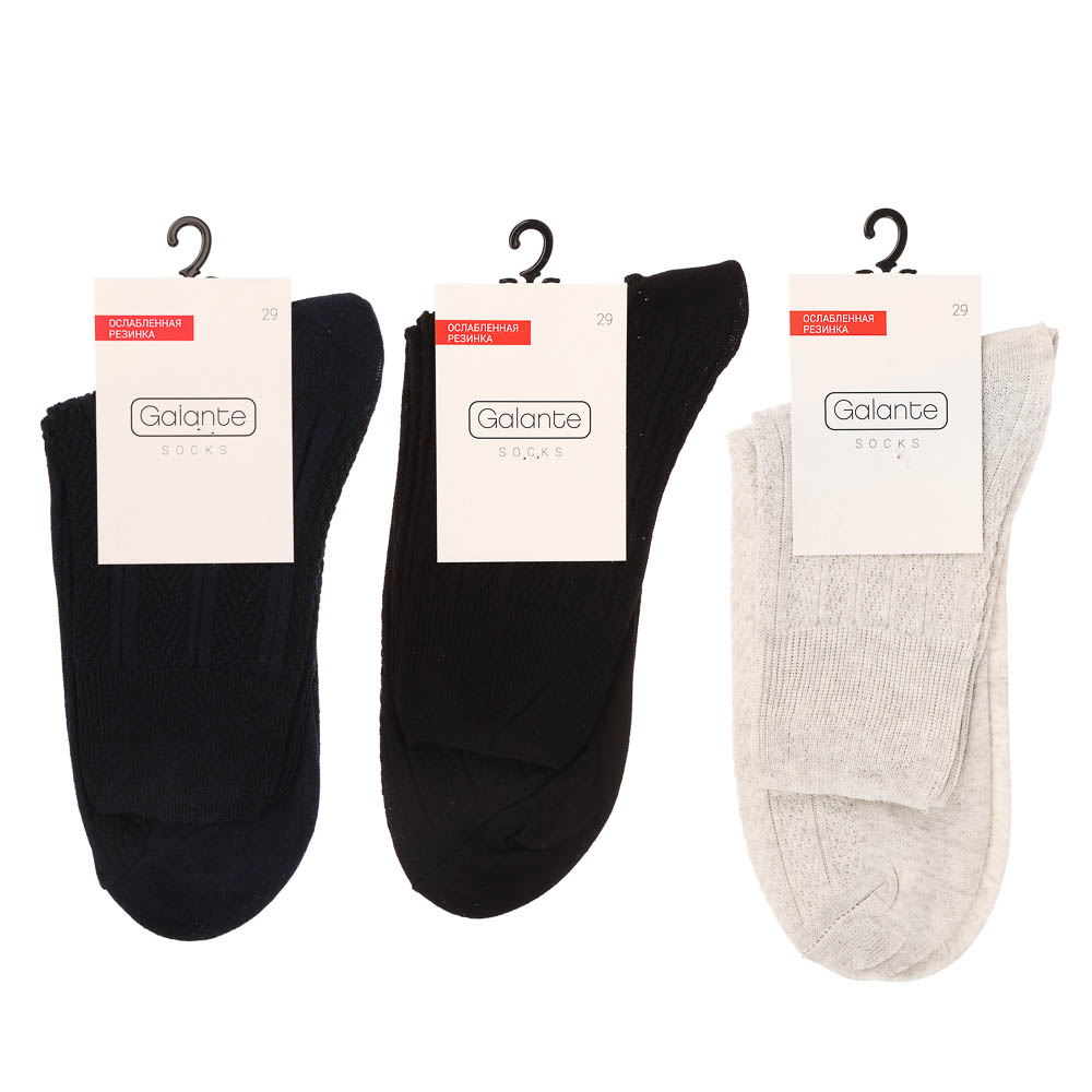 Носки с ослабленной резинкой GALANTE, р. 29, 80% хлопок, 17% полиамид, 3% эластан, цвета в ас-те - #6