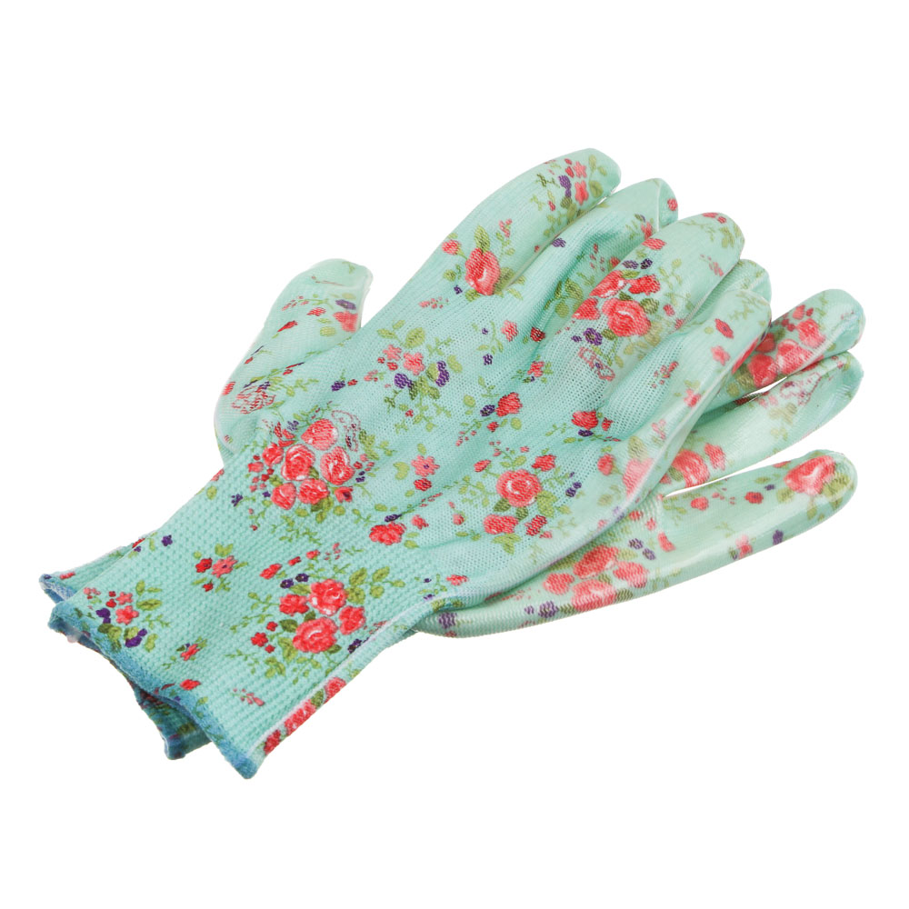 INBLOOM Перчатки садовые с нитриловым полуобливом, полиэстер, 9 размер, 23см, 31г, цветные - #3