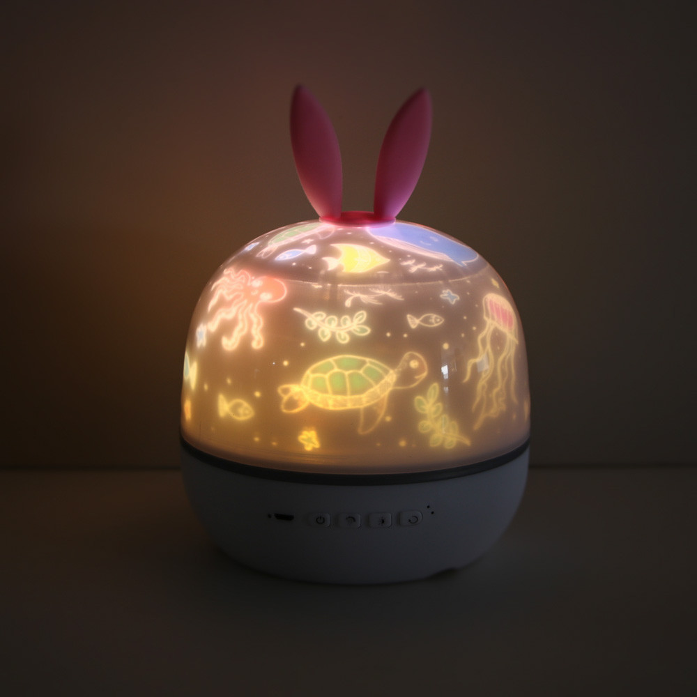 Светильник-ночник проектор BY Зайка, 6 проекций, акб. 1200mAh, USB 5В, белый - #10