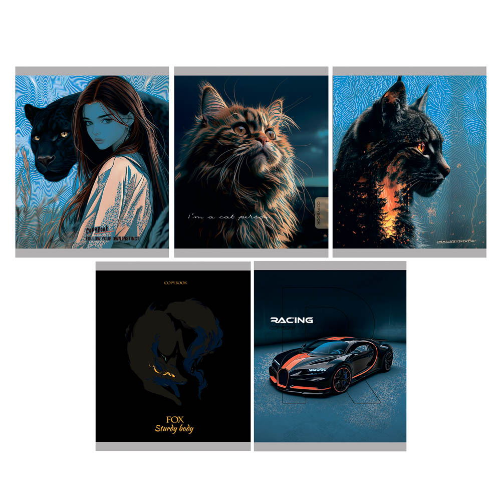 Тетрадь 48 л., А5, в клетку, БЕЛЫЕ ЛИСТЫ, обложка картон, скрепка, ТВИН-лак - #1