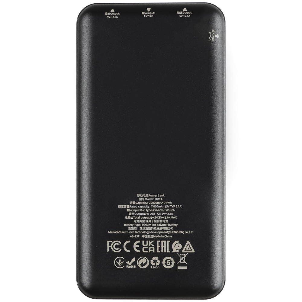 hoco. Аккумулятор мобильный модель J100A, 20000 мАч, цвет: черный - #8