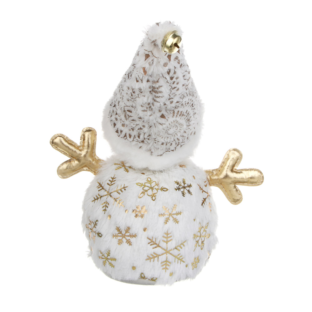СНОУ БУМ Фигура декоративная "Снеговик" 42 см, полиэстер, белый, золото - #6