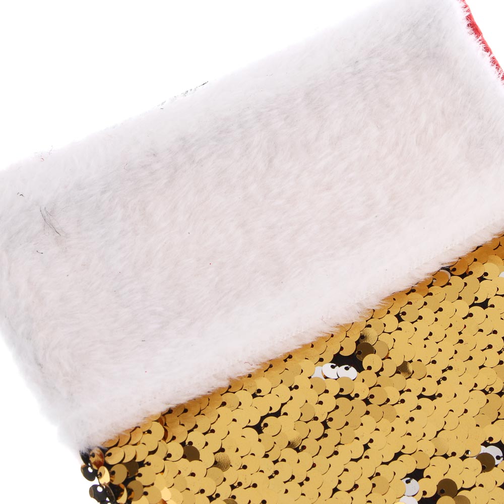 СНОУ БУМ Носок декоративный новогодний с двусторонними пайетками, 22х35см, полиэстер, 2 дизайна - #5