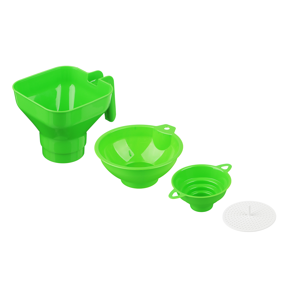 Набор 4 предмета: воронка на 4 диаметра; воронки квадратная и круглая с широким горлом, ситечко - #2