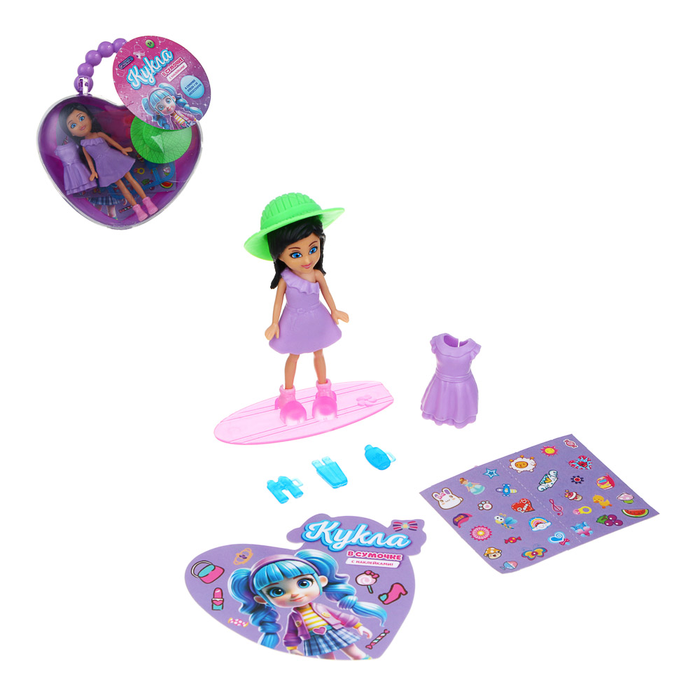 ИГРОЛЕНД Кукла 9 см в сумочке с акс., PP, PVC, ABS, 13х11 см, 4 дизайна - #1