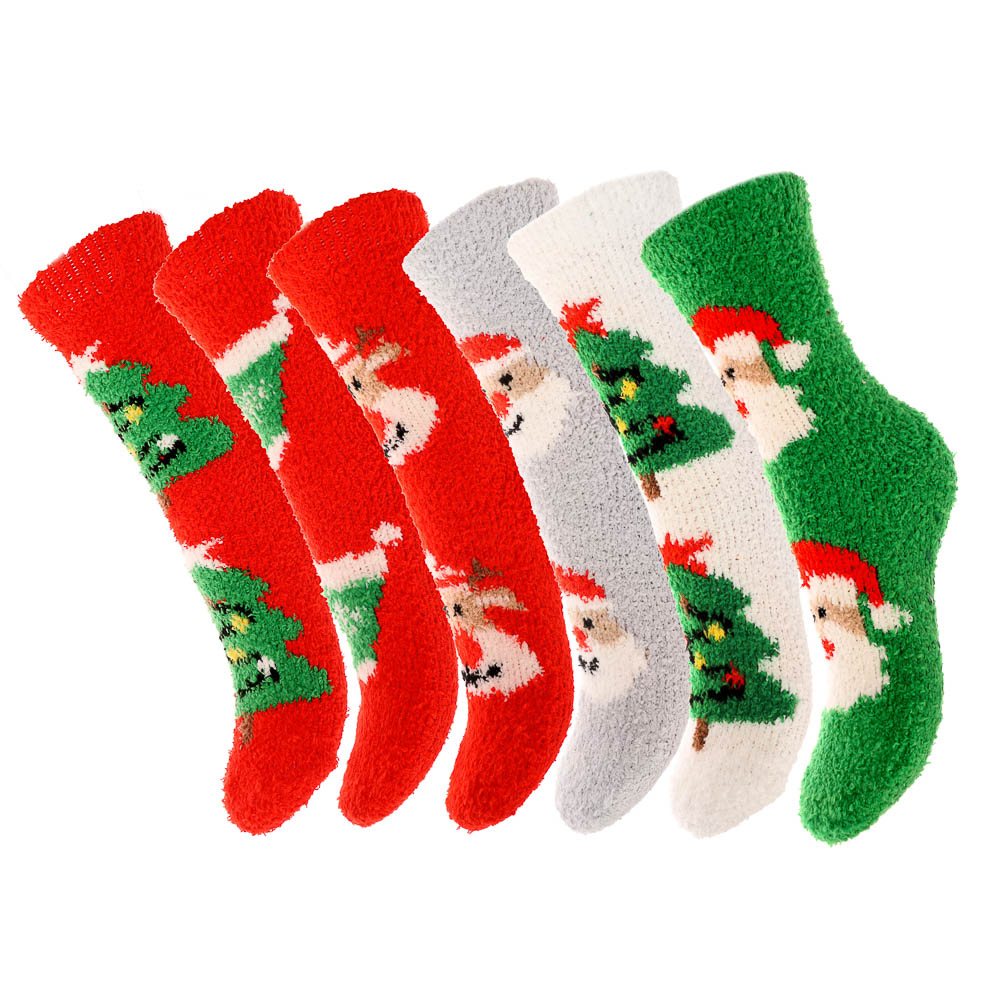 GALANTE Носки-антизаносы новогодние высокие, р.23-25, 100% полиэстер, разноцветные - #1