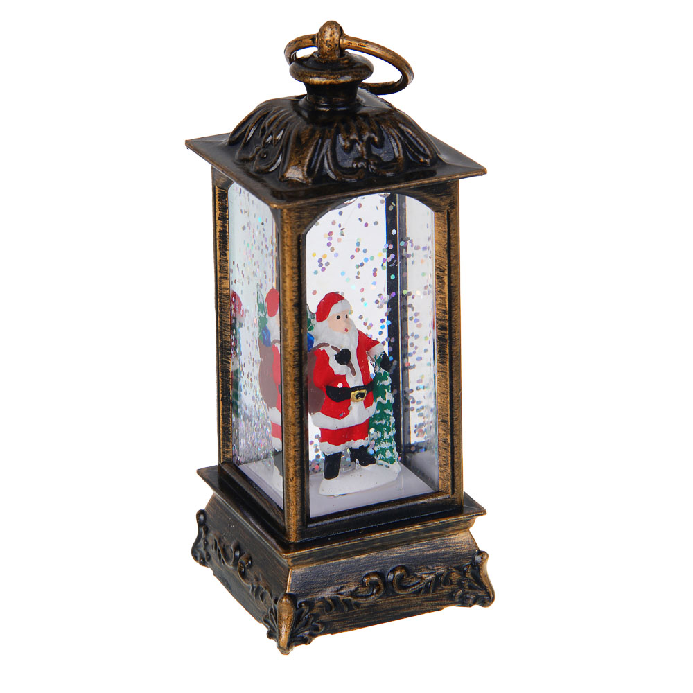 СНОУ БУМ Светильник декор. LED в виде фонаря со снегом, 5x5x13см, PC, ABS, вода, 3хLR44, 1реж.,2диз. - #2