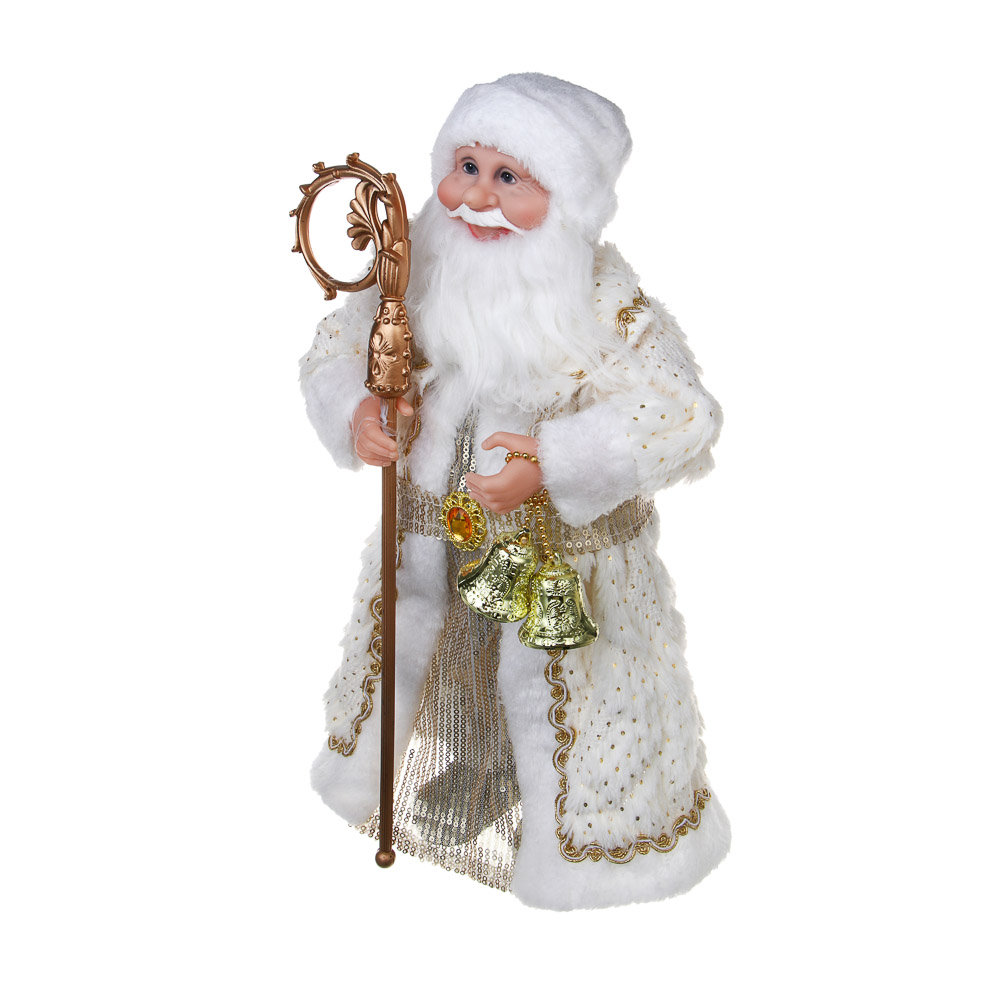 СНОУ БУМ Дед Мороз 42 см белый с золотом, PVC, полиэстер - #4