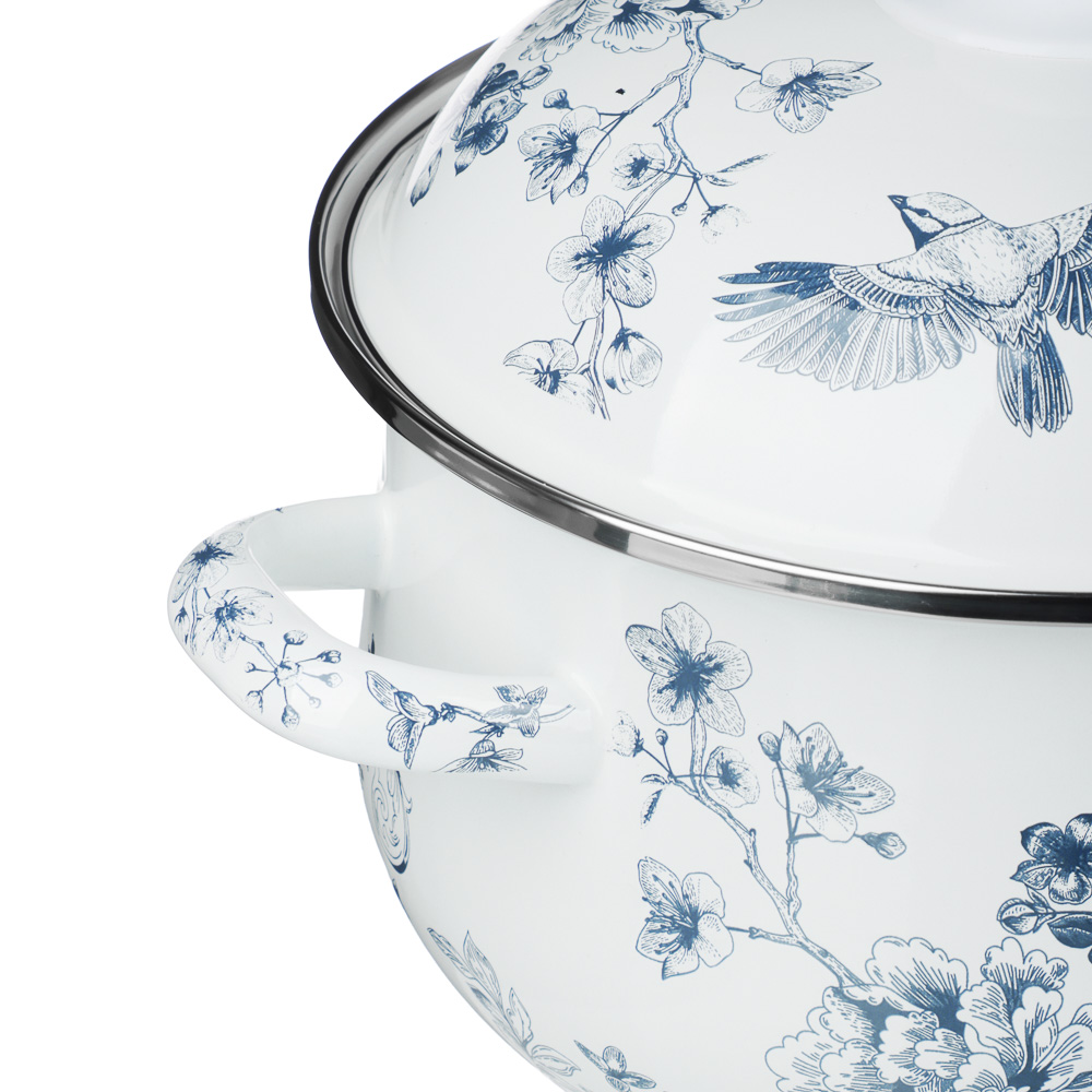 Кастрюля эмалированная тм VETTA Флорал, 22см, 3,6л, индукция - #3