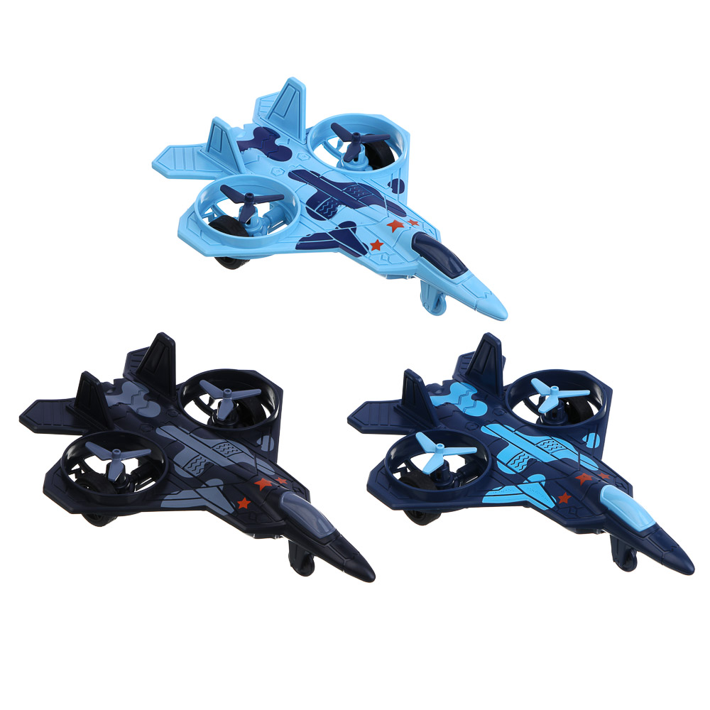 Истребитель инерционный ИГРОЛЕНД, свет, лопасти крутятся, 3хAG13, ABS, 21х15,2х6,5 см, 3 дизайна - #2