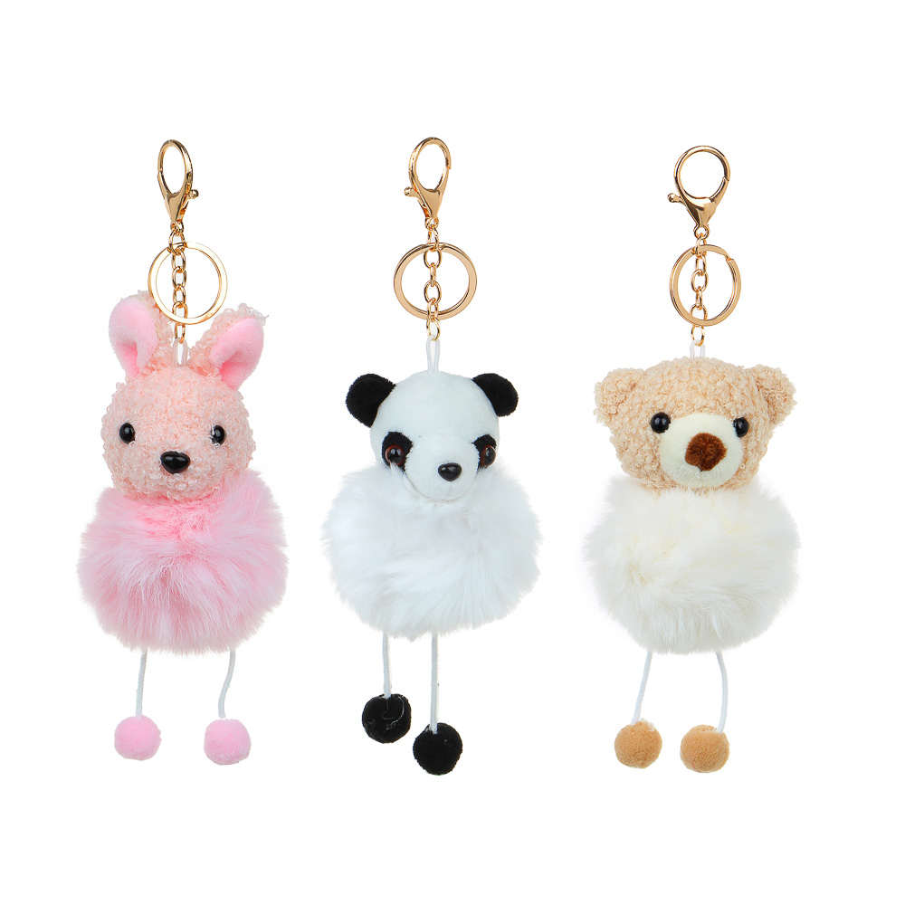 Брелок 8х22см, "Зверята с ножками", искусственный мех, металлический карабин, 3 дизайна - #1