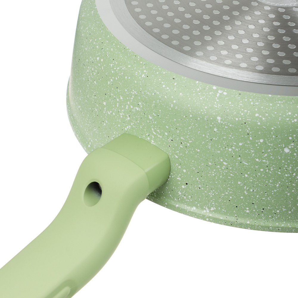 SATOSHI Эмери Сотейник литой с крышкой d=24см, антип. покр. мрамор, индукц., с бамбук. лоп., 3 цвета - #9