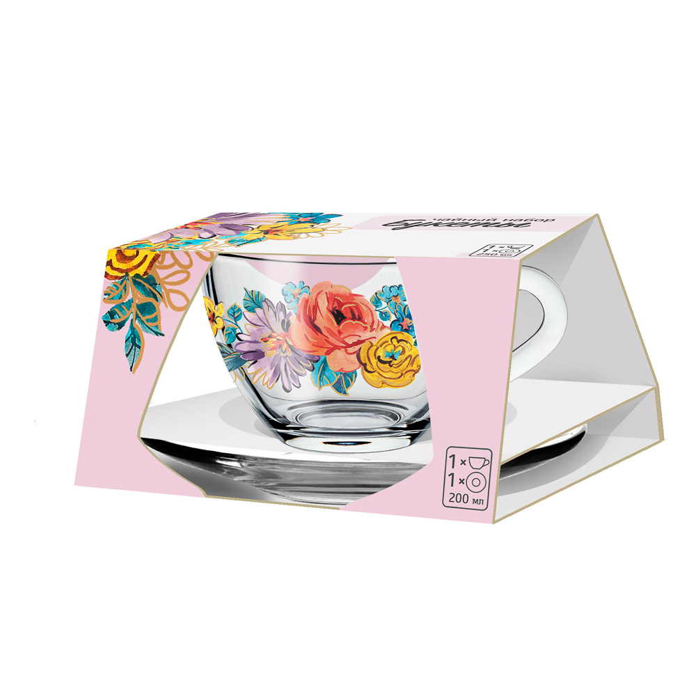 ОСЗ Чайная пара Прага, деколь Букеты, стекло, 4 дизайна - #5