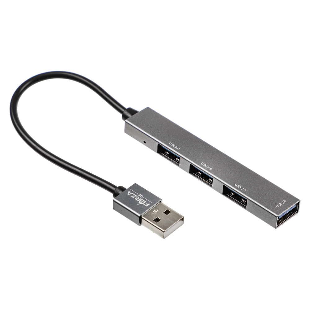 FORZA USB-хаб 4 в 1, 4xUSB 2.0, штекер USB, корпус металлик, пластик - #3