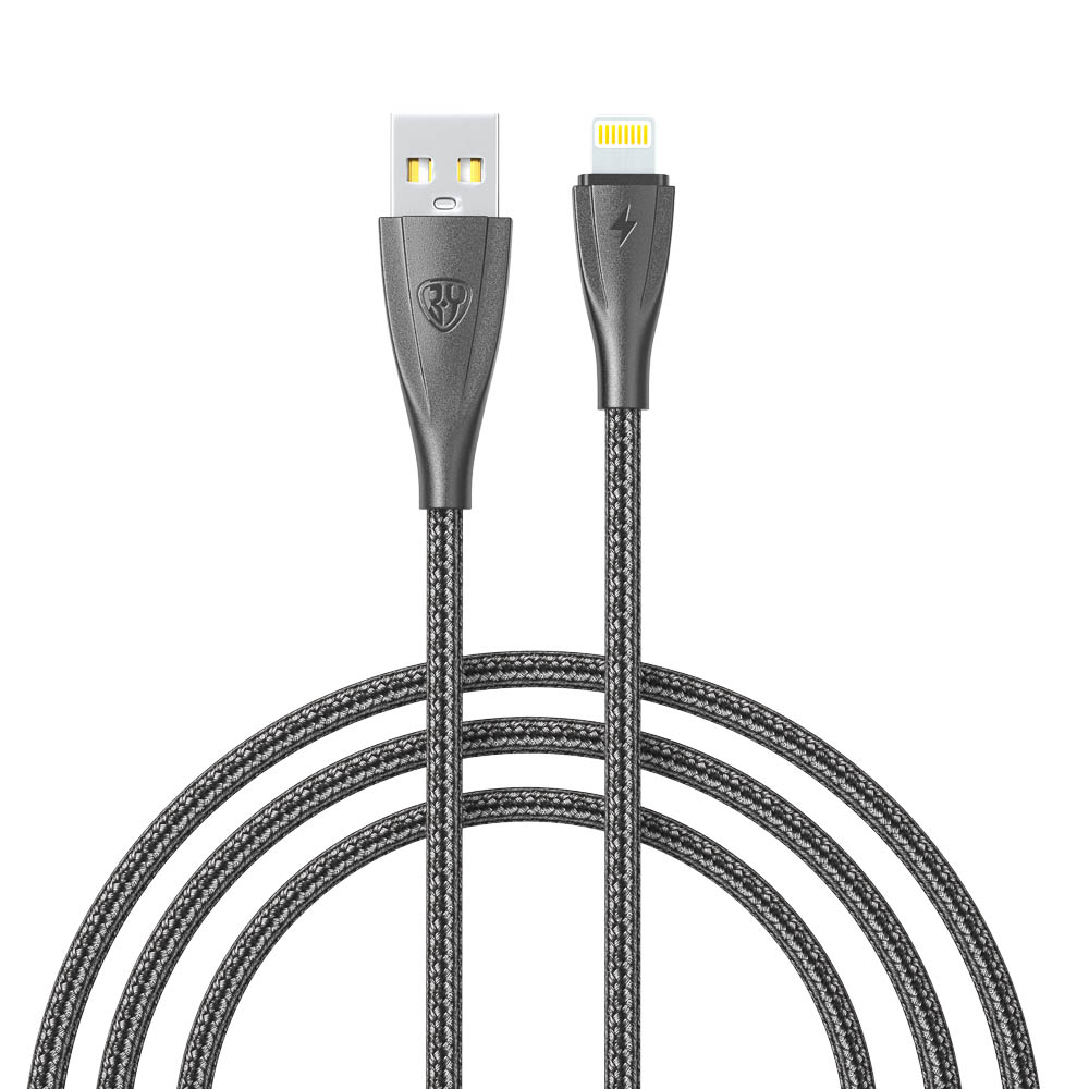 Кабель для зарядки USB(A)-iP BY Nylon Pro, 12Вт, 1 м, 2.4A, нейлон, черный - #1