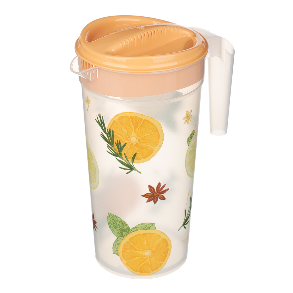 Кувшин 1,5л с крышкой, с декором, пластик - #2