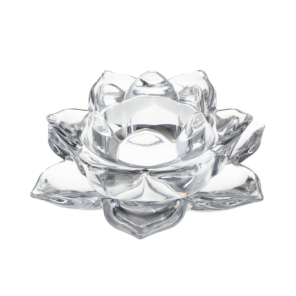 Подсвечник тм LADECOR "Цветок лотоса" стеклянный, 12,5x12,5x5 см - #3