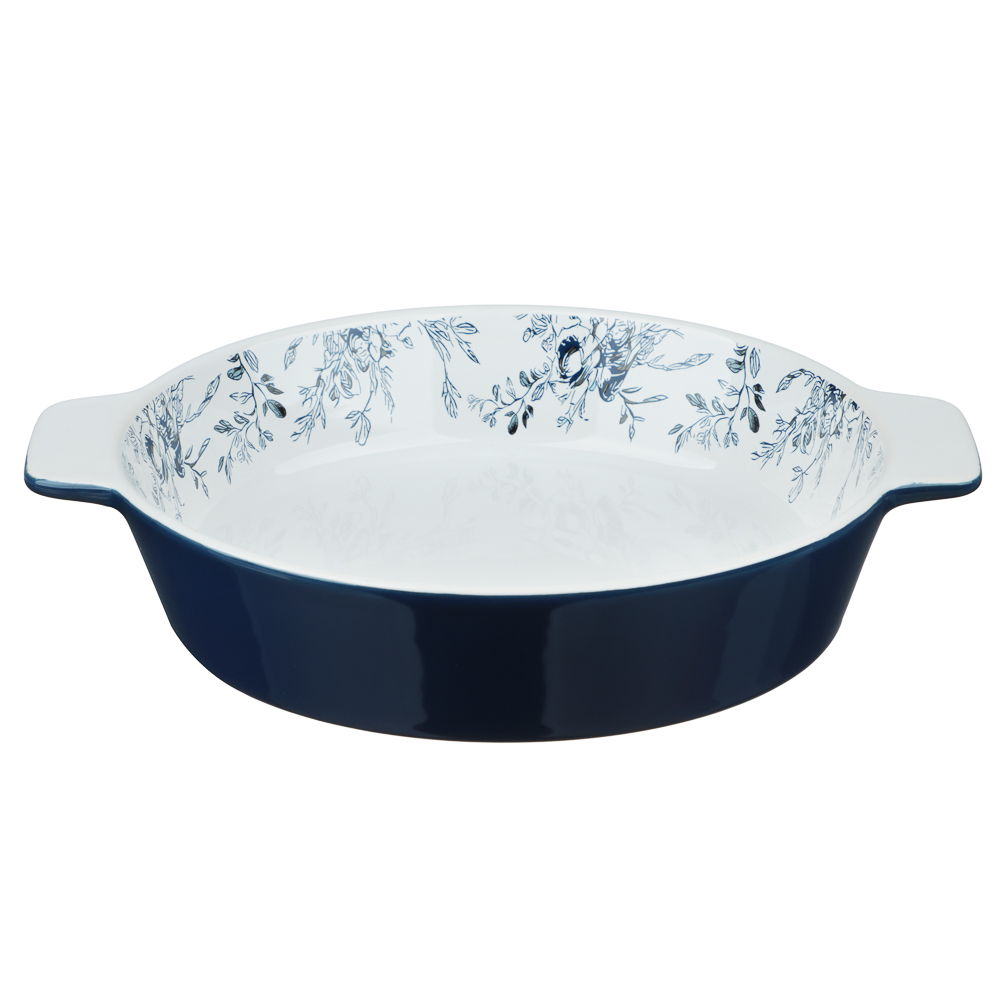 Форма для запекания и сервировки круглая 25,5х21,5х5см тм MILLIMI цветы, керамика - #4