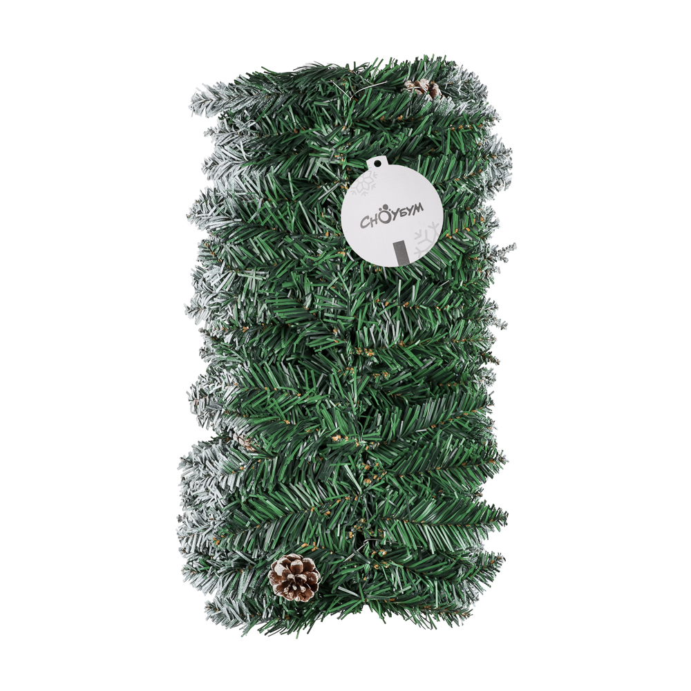 СНОУ БУМ Еловая гирлянда заснеженная с шишками 270x25 см, ПВХ, 26-81 - #5