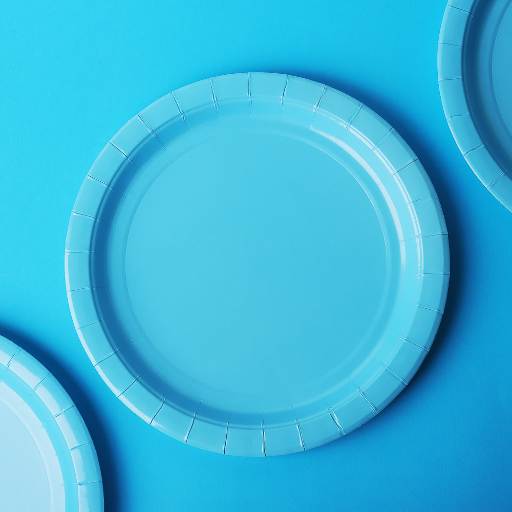 Набор бумажных тарелок, голубой, 23 см, 6 шт - #3