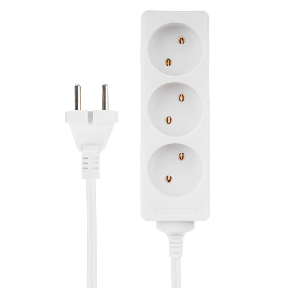 Удлинитель 3 гнезда 5м BY, сеч. провода 0,75 кв.мм, евророзетка, 6A, макс. мощность1500Вт - #1