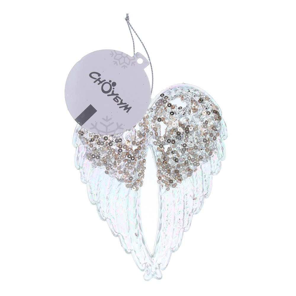 СНОУ БУМ Декоративная подвеска "Крылья" 15 см, пластик, глиттер - #4