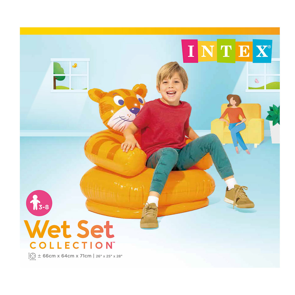 Кресло надувное детское, 65х64х74 см, до 60 кг, INTEX "Животные", 68556 - #8
