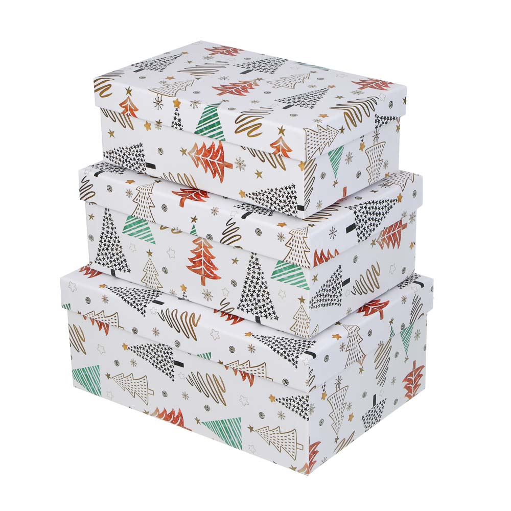 Набор подарочных коробок тм СНОУ БУМ, 3 размера 23x16x9,5см, 21x14x8см, 19x12x6,5см, картон, 3 диз. - #2