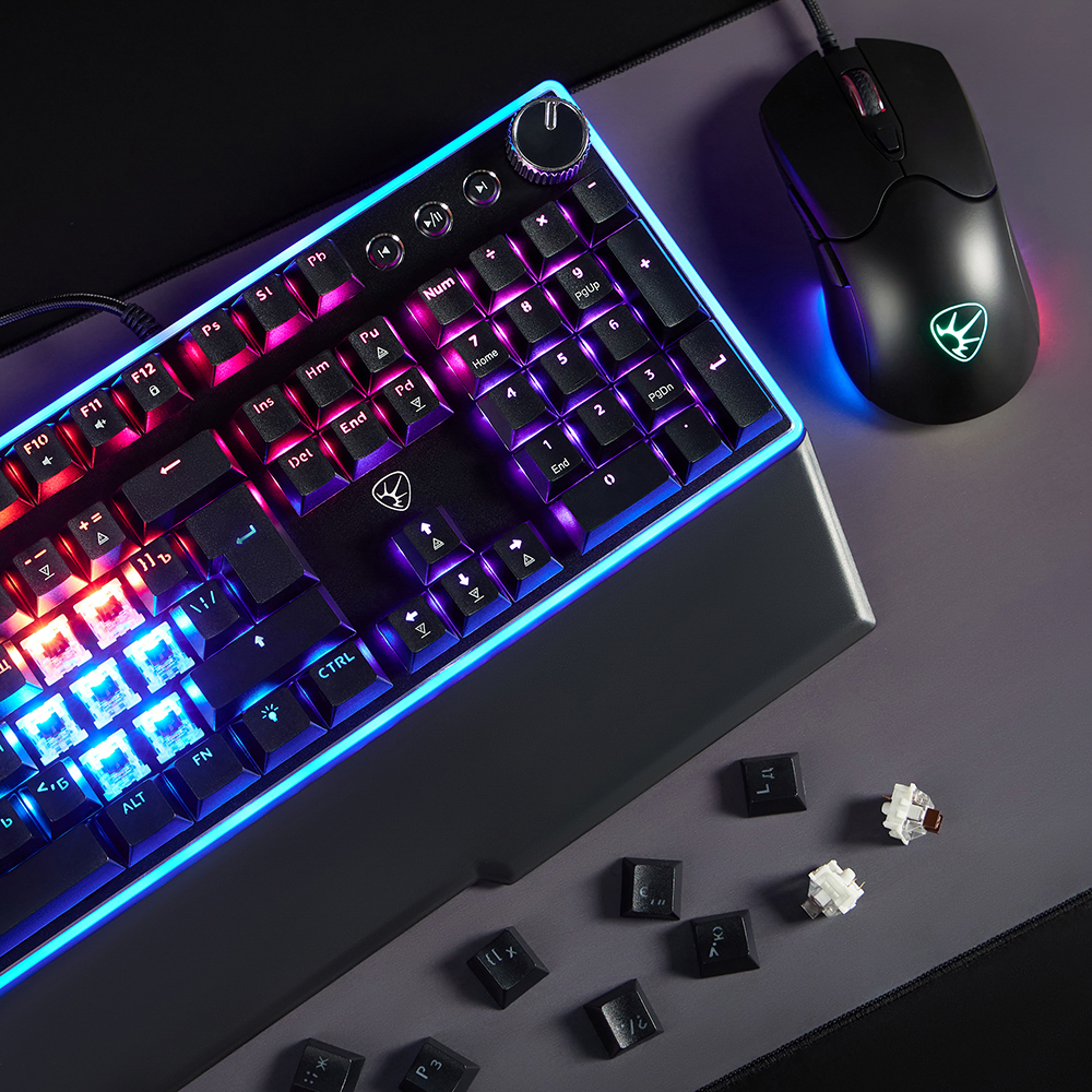 Игровая клавиатура проводная BY Pavez FULL SIZE ISO, мех., 108кл.,Outemu"Brown",RGB,2м,энкодер - #16