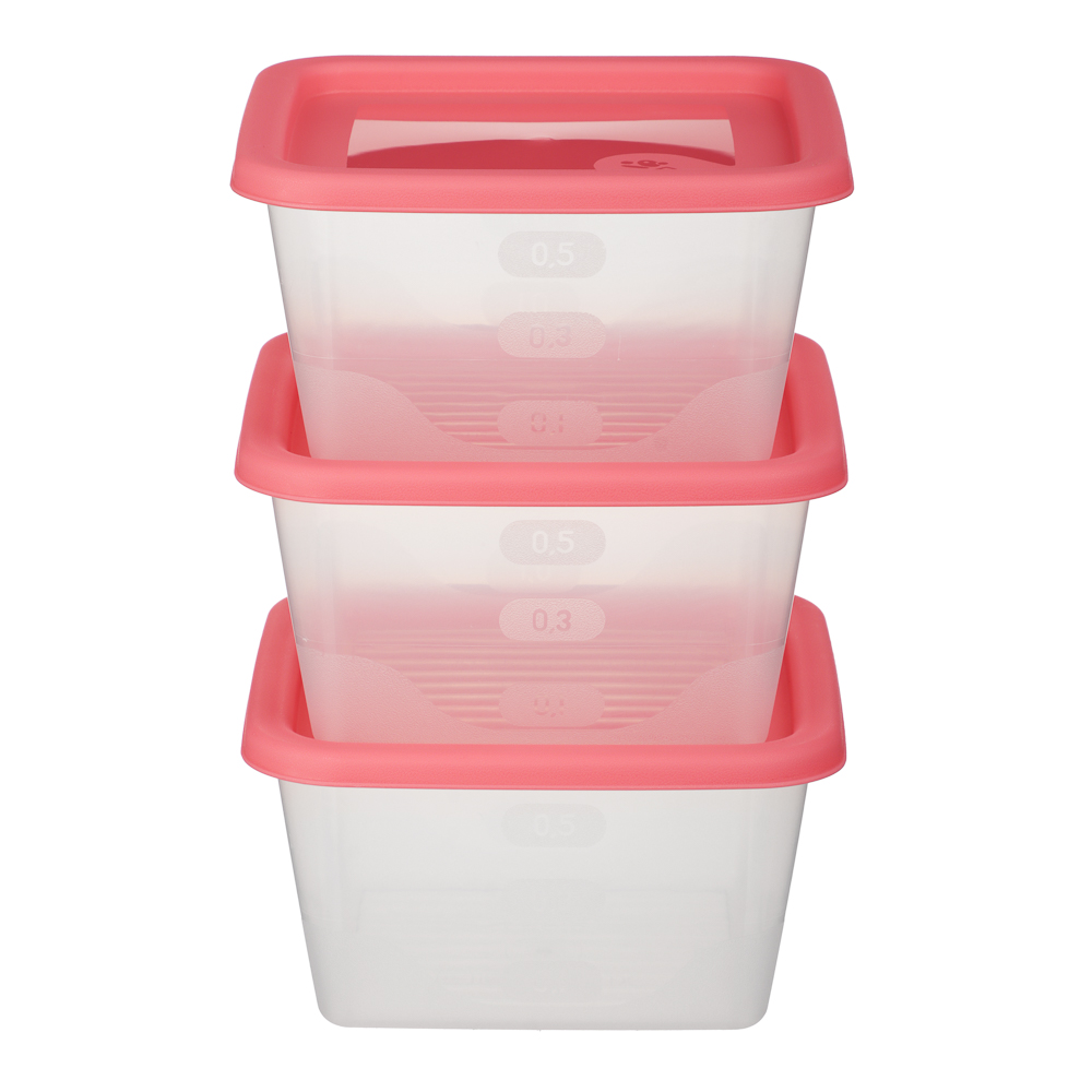 Набор контейнеров пищевых квадратных, 3шт, 0,63л, пластик, 3 цвета - #3