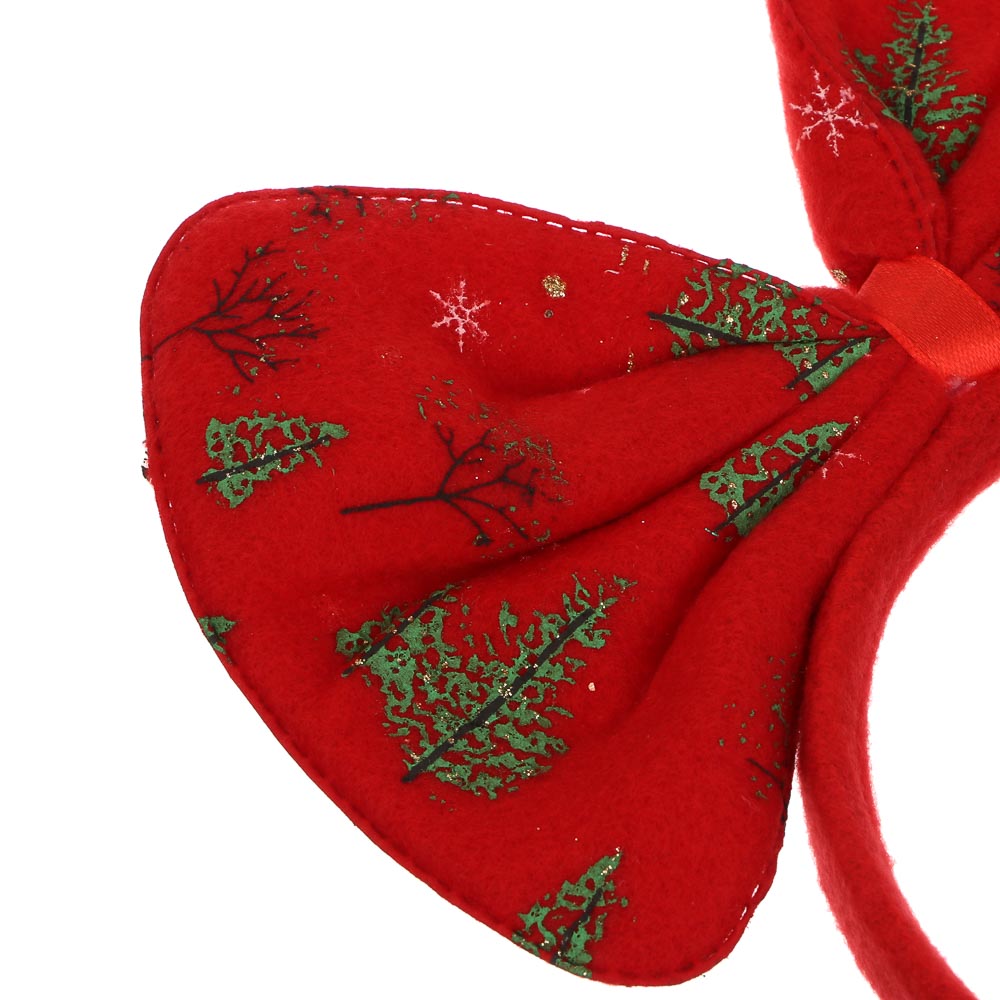 СНОУ БУМ Ободок новогодний с бантом, диаметр 12см, пластик, полиэстер, 2 дизайна - #5