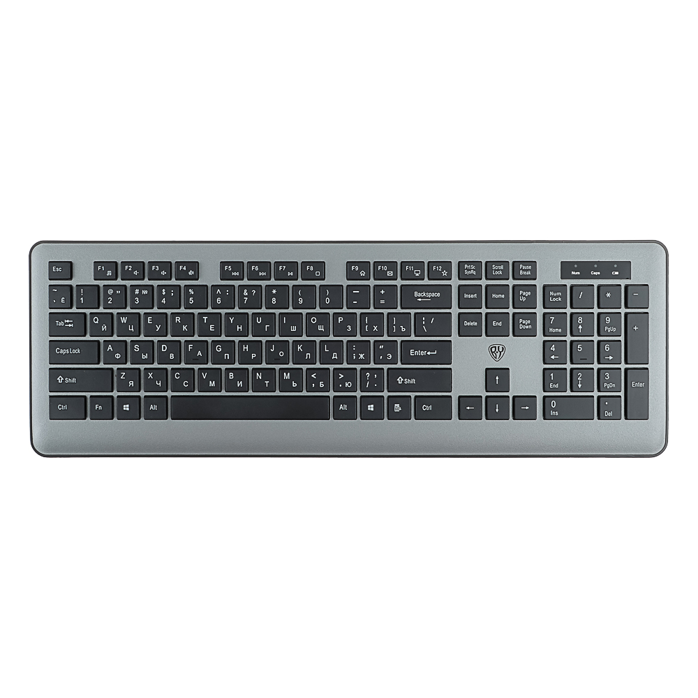 BY Набор беспроводной клавиатура и мышь, 104 кл.,6D бесш. клик,"copy-paste",1200DPI,ААА, серебристый - #8