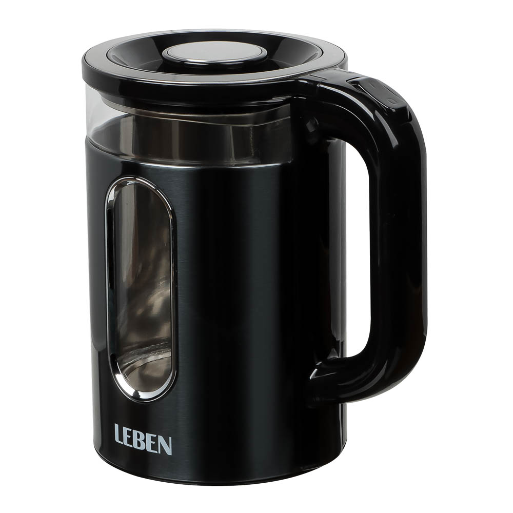 LEBEN Чайник электрический 1,8л, 1500Вт, стеклянная колба, металл, пластик, серый - #8