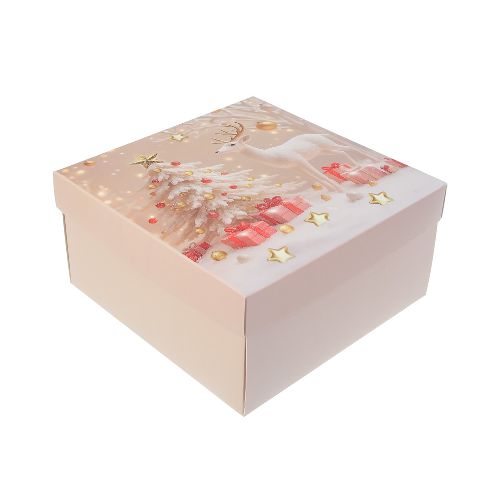 Коробка складная, 19,5x19,5x9,5см, бумага, арт.2, 4 дизайна - #2